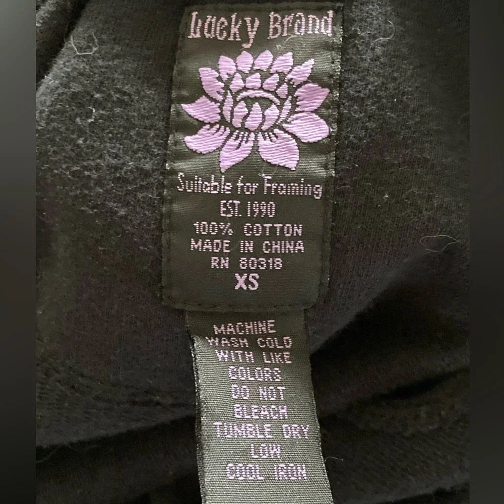 Lucky Brand Embroidered Black Zip-up Hoodie with Peace Symbol XS - Picture 8 of 8